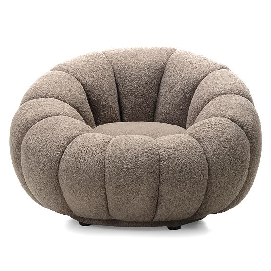 Venezia Relaxation Chair Cappuccino with Swivel Base, Boucle, Rounded Shapes