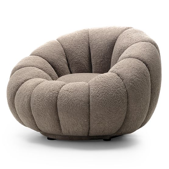 Venezia Relaxation Chair Cappuccino with Swivel Base, Boucle, Rounded Shapes