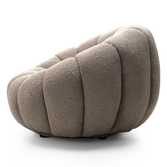 Venezia Relaxation Chair Cappuccino with Swivel Base, Boucle, Rounded Shapes