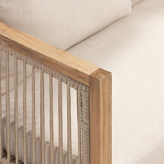 Vetralla Garden Corner Set with Table, Wicker, FSC Acacia Wood, Teak Look, Light Beige