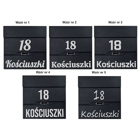 Vidar Black Letter Mailbox with Inscriptions