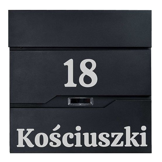Vidar Black Letter Mailbox with Inscriptions