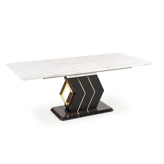 VINCENZO extendable table top: white marble, leg black/gold (3p=1pc)