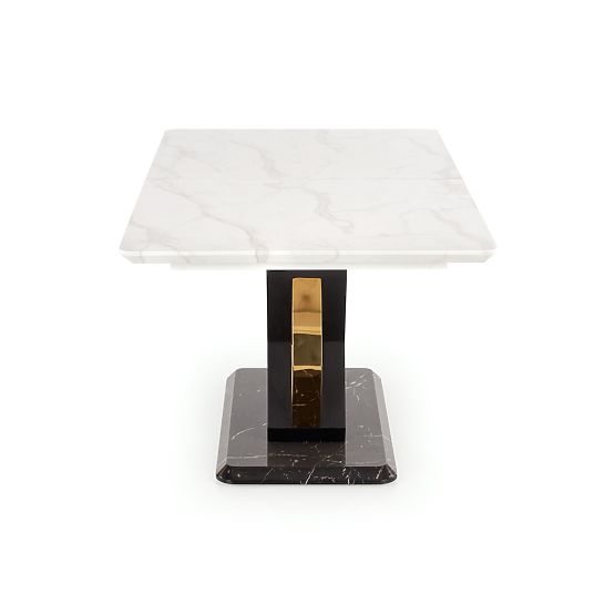 VINCENZO extendable table top: white marble, leg black/gold (3p=1pc)