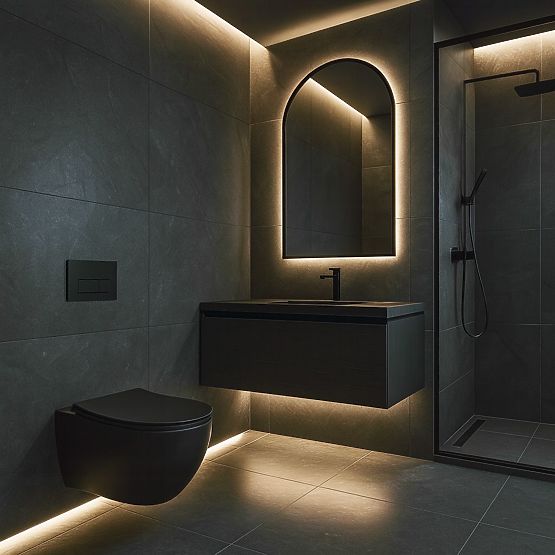 Wall-Hung Toilet Bowl Rea Carlo Mini Tornado NF BLACK MATT