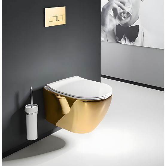 Wall-Hung Toilet Bowl Rea Carlo Mini Tornado NFQ Gold White