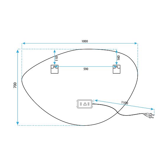 WALL LED MIRROR WITH BLUETOOTH FUNCTION 70x100cm FOG
