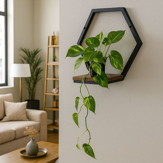 Wall-mounted Flower Pot Hanging Shelf for Plants Loft Decoration Hexagon ModernHome