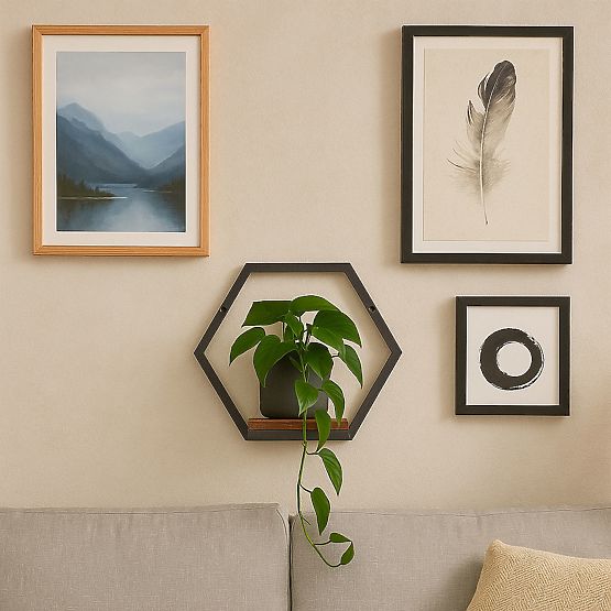 Wall-mounted Flower Pot Hanging Shelf for Plants Loft Decoration Hexagon ModernHome