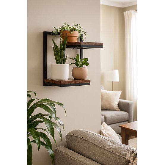 Wall-mounted Flower Stand, Hanging Shelf for Plants and Decorations, 2 Levels, Loft ModernHome