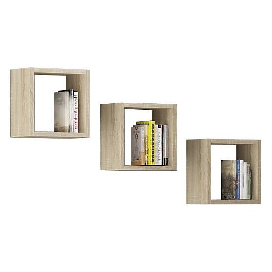 WALL SHELF K 25x25cm SET OF 3pcs OAK SONOMA
