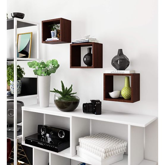 WALL SHELF K 25x25cm SET OF 3pcs WENGE