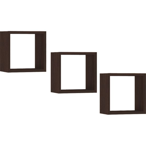 WALL SHELF K 25x25cm SET OF 3pcs WENGE