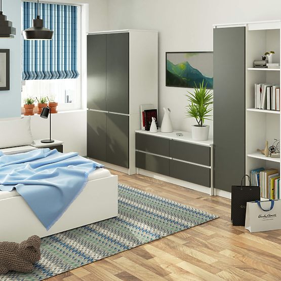 WARDROBE S90 4D CLP WHITE / GRAPHITE GRAY