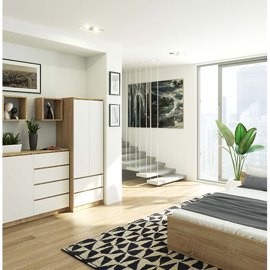 WARDROBE STAR S 60 cm 2 DOORS 2 DRAWERS PK SONOMA / WHITE