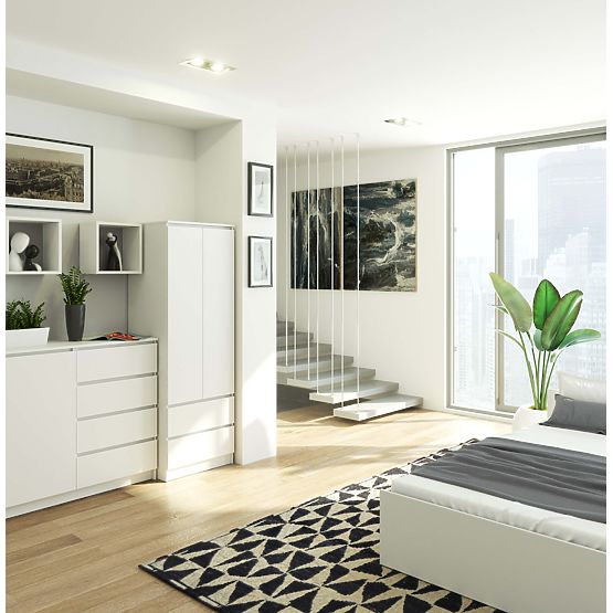 WARDROBE STAR S 60 cm 2 DOORS 2 DRAWERS WHITE