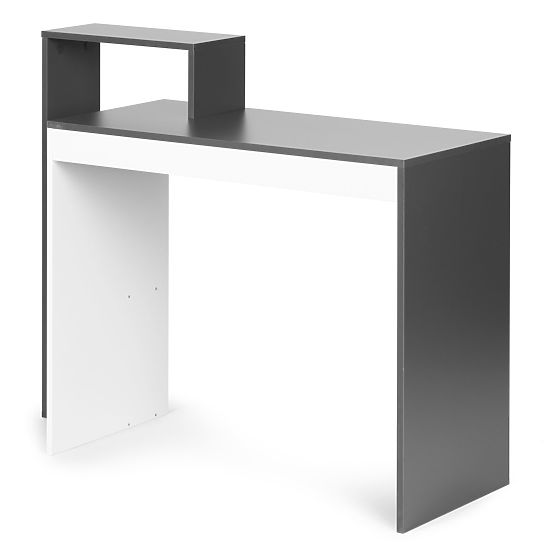 White-Grey Office Computer Desk + Shelf with 4 Shelves