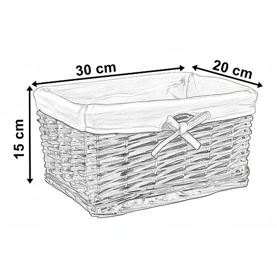 Wicker Basket 30x20x15 cm - White-Grey