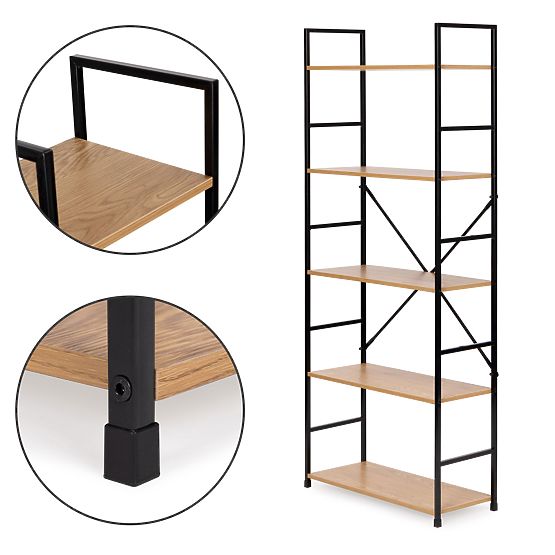 Wide Modern Wooden Shelf LOFT with 5 Shelves