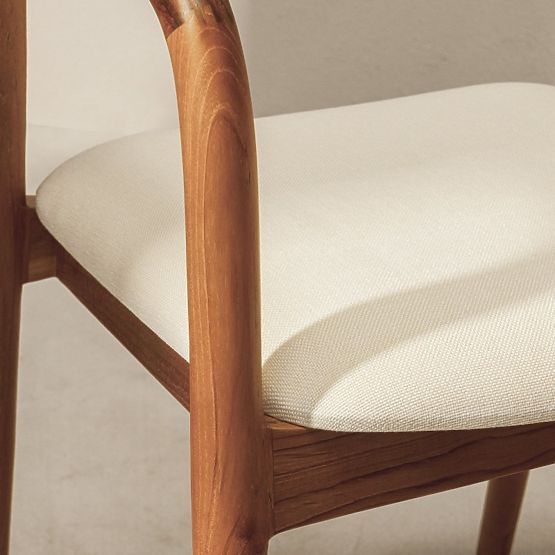 Wooden Bar Stool Ludvika 2.0, Rounded, Natural/Cream