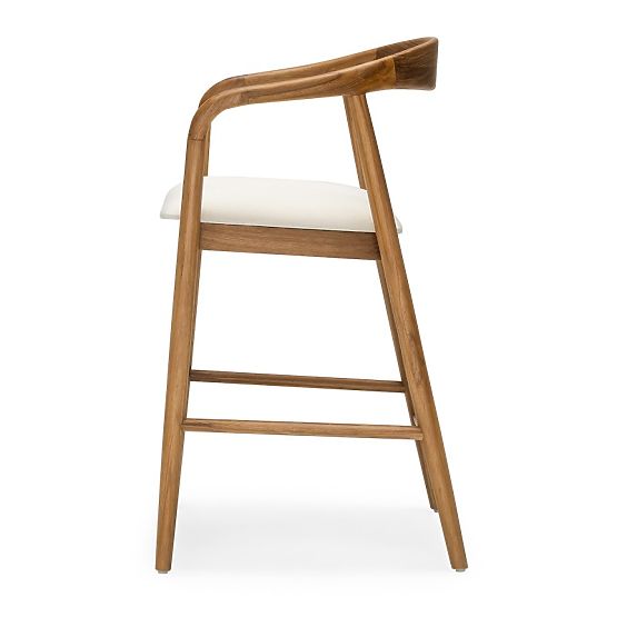 Wooden Bar Stool Ludvika 2.0, Rounded, Natural/Cream