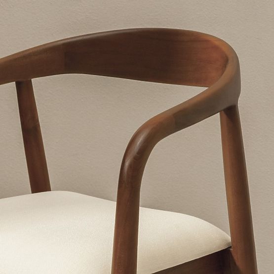 Wooden Bar Stool Ludvika 2.0, Rounded, Walnut/Cream
