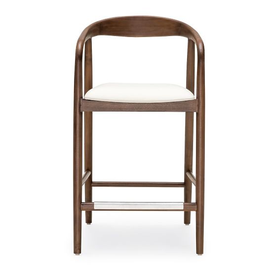 Wooden Bar Stool Ludvika 2.0, Rounded, Walnut/Cream