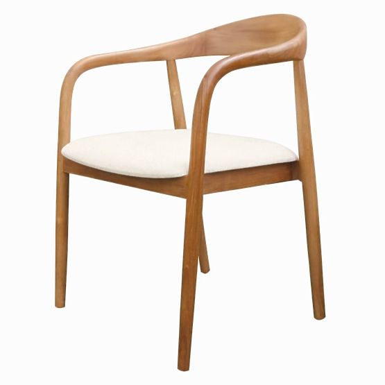 Wooden Chair Ludvika 2.0, Rounded, Natural/Cream