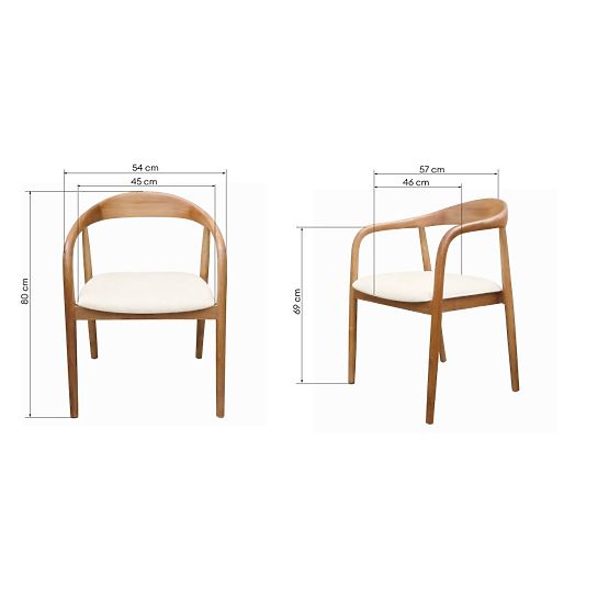 Wooden Chair Ludvika 2.0, Rounded, Natural/Cream