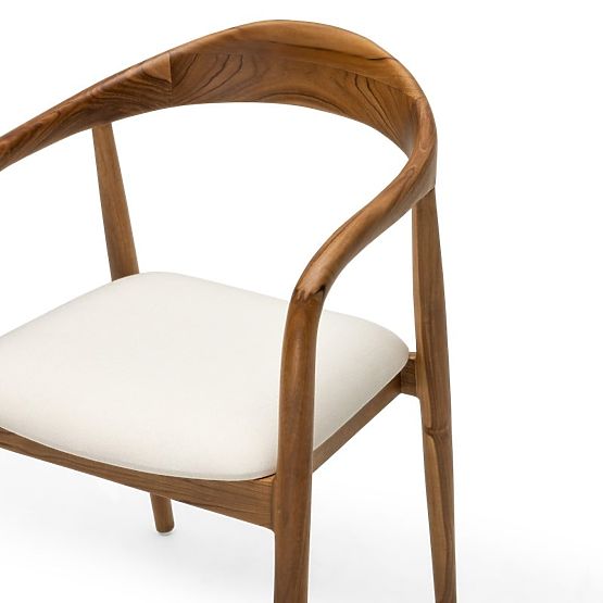 Wooden Chair Ludvika 2.0, Rounded, Natural/Cream