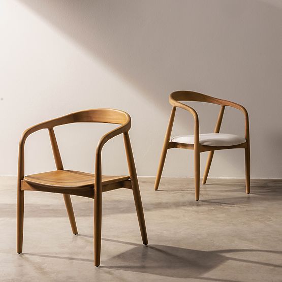 Wooden Chair Ludvika, Rounded, Natural/Ecru