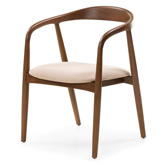 Wooden Chair Ludvika, Rounded, Walnut/Beige