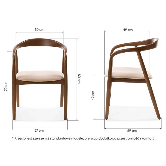 Wooden Chair Ludvika, Rounded, Walnut/Beige