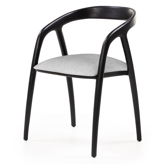 Wooden Chair Sande Rounded, Black/Light Beige, Teak Wood
