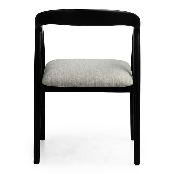 Wooden Chair Sande Rounded, Black/Light Beige, Teak Wood