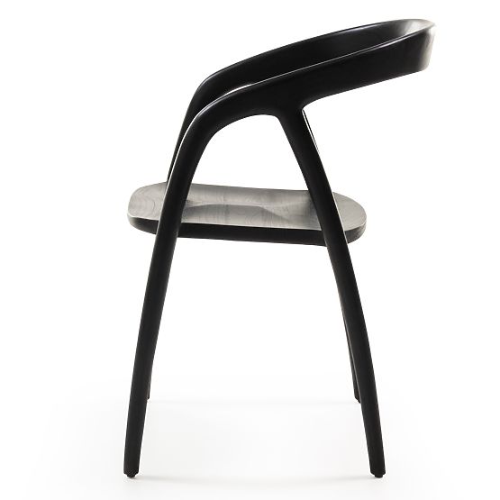 Wooden Chair Sande Rounded, Black, Teak Wood