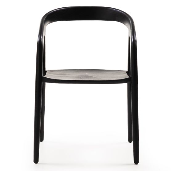 Wooden Chair Sande Rounded, Black, Teak Wood