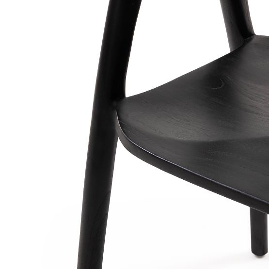 Wooden Chair Sande Rounded, Black, Teak Wood