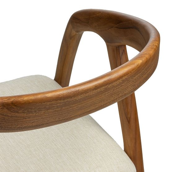 Wooden Chair Sande Rounded, Natural/Cream, Teak Wood