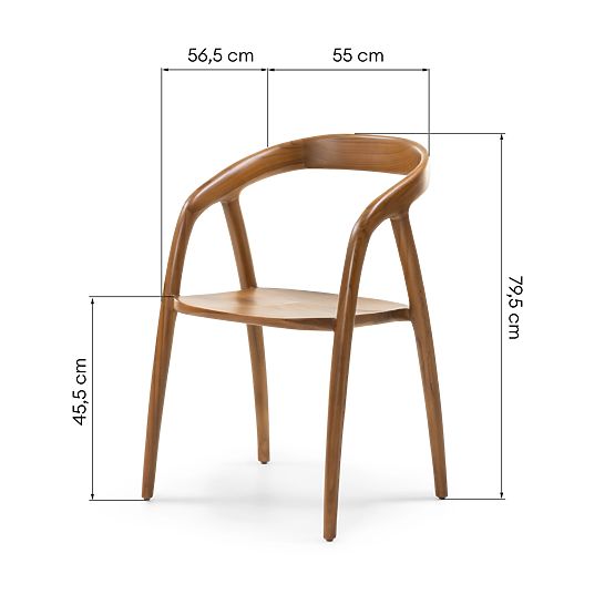 Wooden Chair Sande Rounded, Natural, Teak Wood