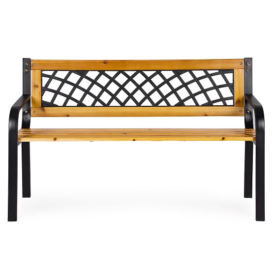 Wooden Garden Bench with Lattice Backrest 118x52 cm Park MultiGarden