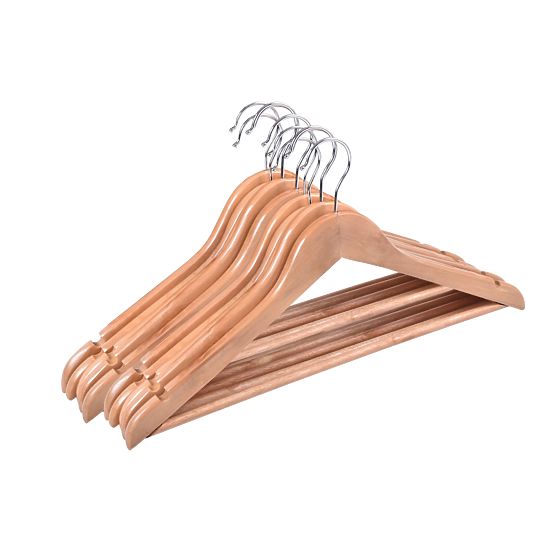 Wooden Hanger RONDO Set of 10 Light Brown