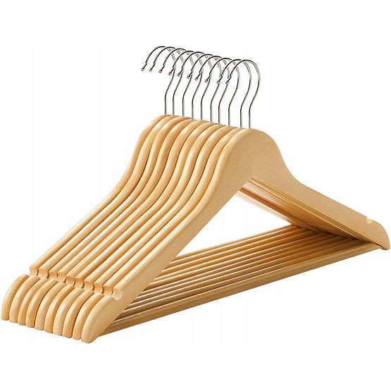 Wooden Hanger RONDO Set of 10 Light Brown