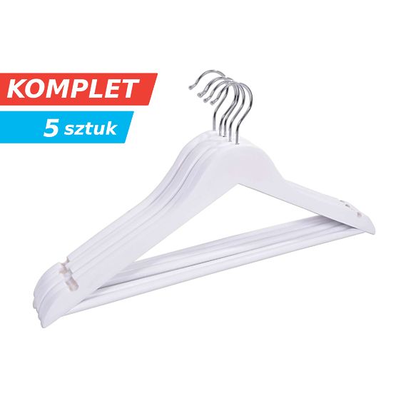 Wooden Hanger RONDO Set of 5 White