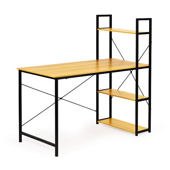 Wooden Loft Computer Desk with Shelves