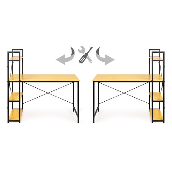 Wooden Loft Computer Desk with Shelves