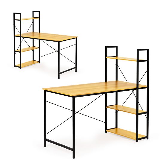 Wooden Loft Computer Desk with Shelves