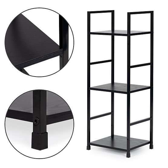 Wooden Modern Shelf Metal Frame LOFT 3 Shelves Black