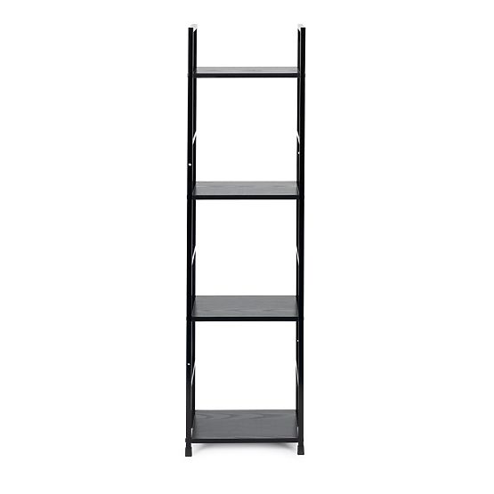 Wooden Modern Shelf with Metal Frame LOFT 4 Shelves Black