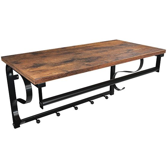 Wooden Shelf with Clothing Hooks LOFT